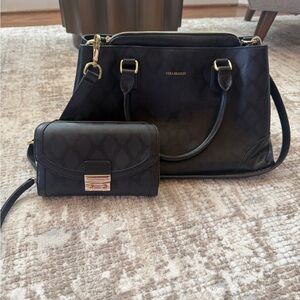 Vera Bradley Black Satchel and Wallet Set